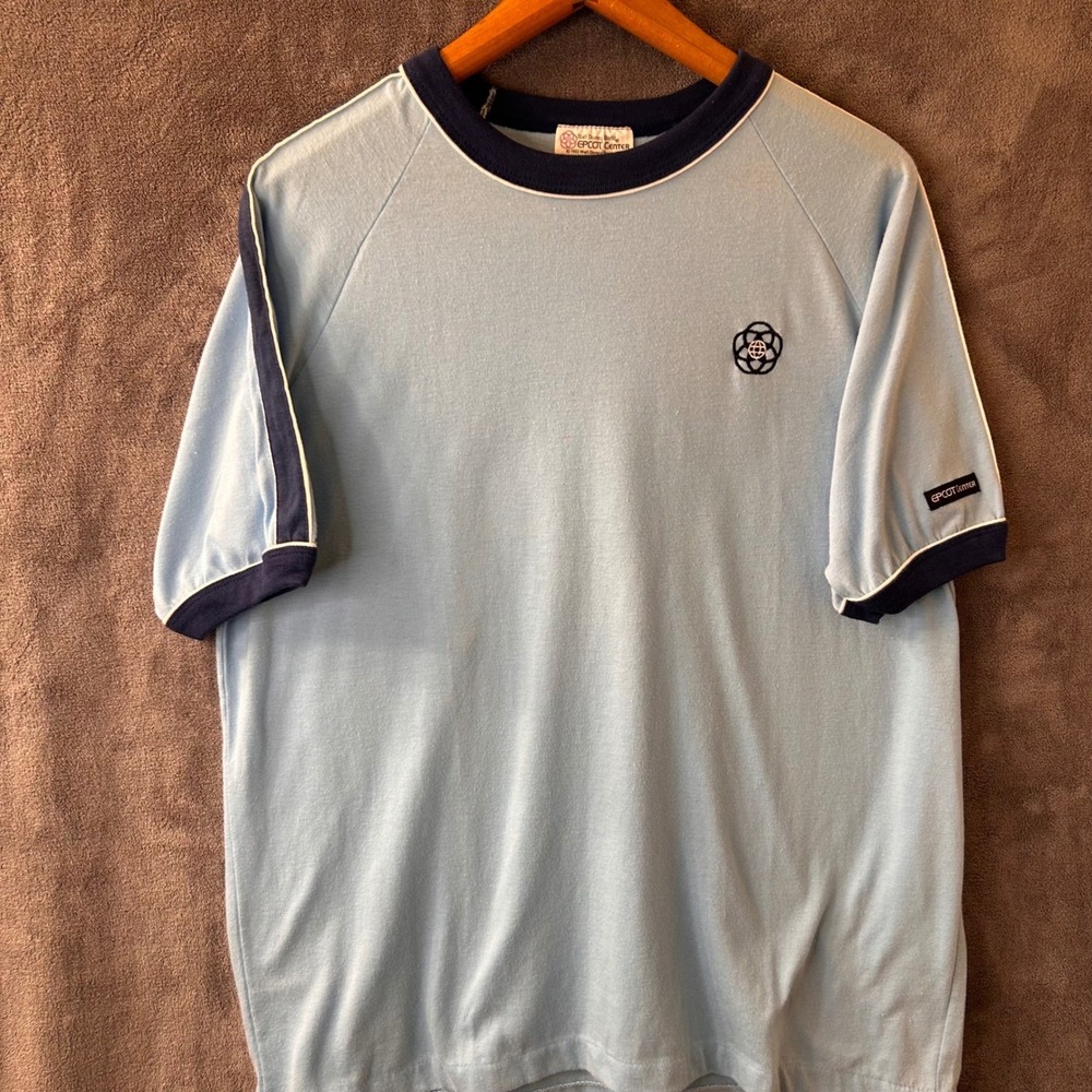 Vintage 1982 EPCOT Walt Disney World Center Mens M (XL tag) T-Shirt Light Blue